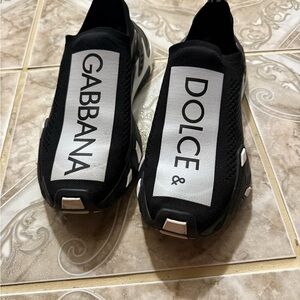 Dolce & Gabbana Black and White Slip-On Shoes